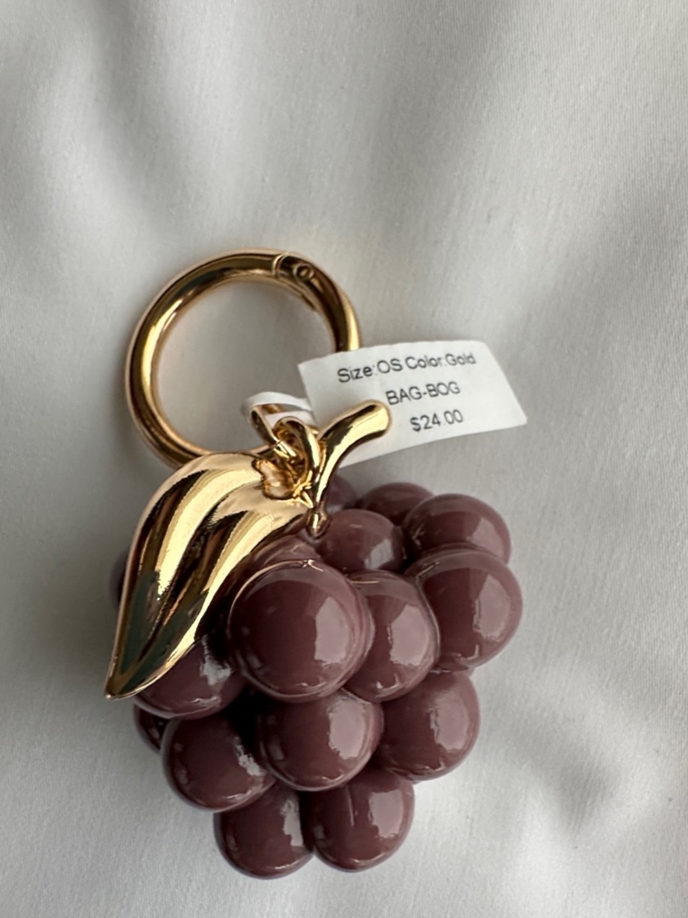 Little Words Project Gold Mauve Grape Keychain Charm perfect for your pocketbook